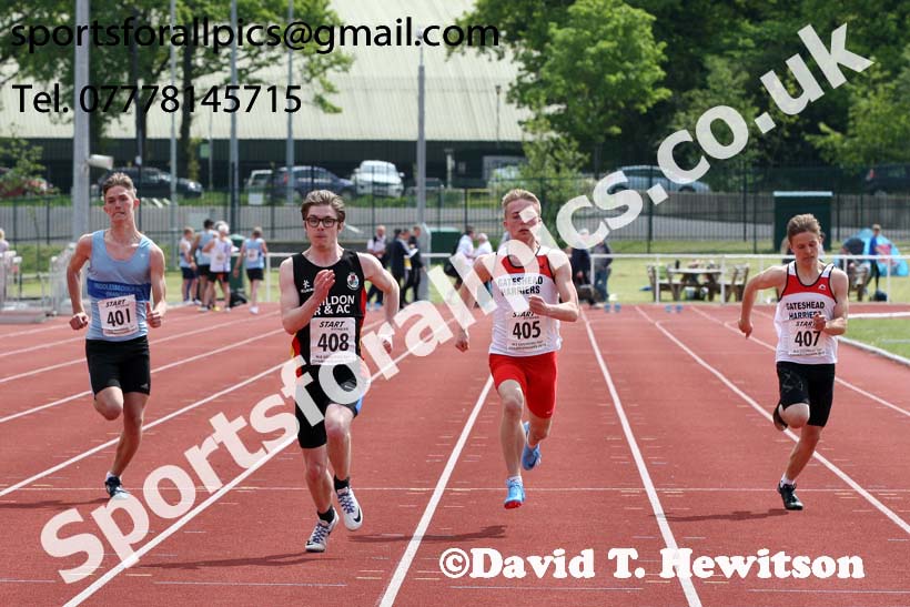 Mens under-20 100 metres, North Eastern Track and Fields Champs., Middlesbrough. Photo: David T. Hewitson/Sports for All Pics
